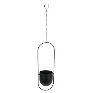 Black Metal Hanging Planter Indoor Outdoor Flower Pot Minimalist Oval Decor